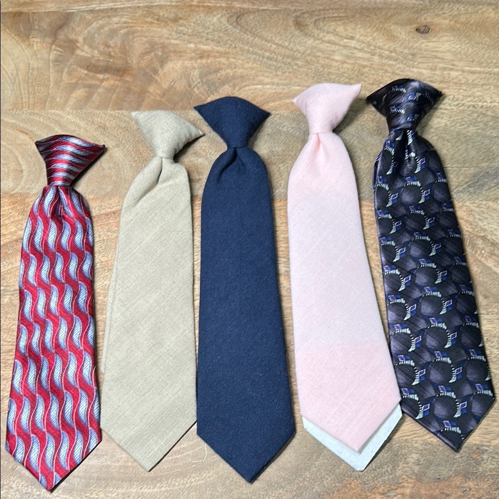 Kids clip ties  - Red, Tan, Navy, Pink, Black